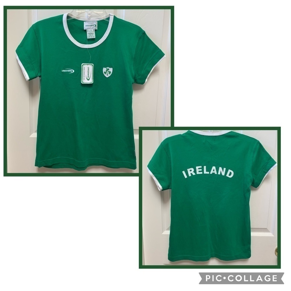 LANSDOWNE Ireland shamrock ring neck short sleeved embroidered tee unisex